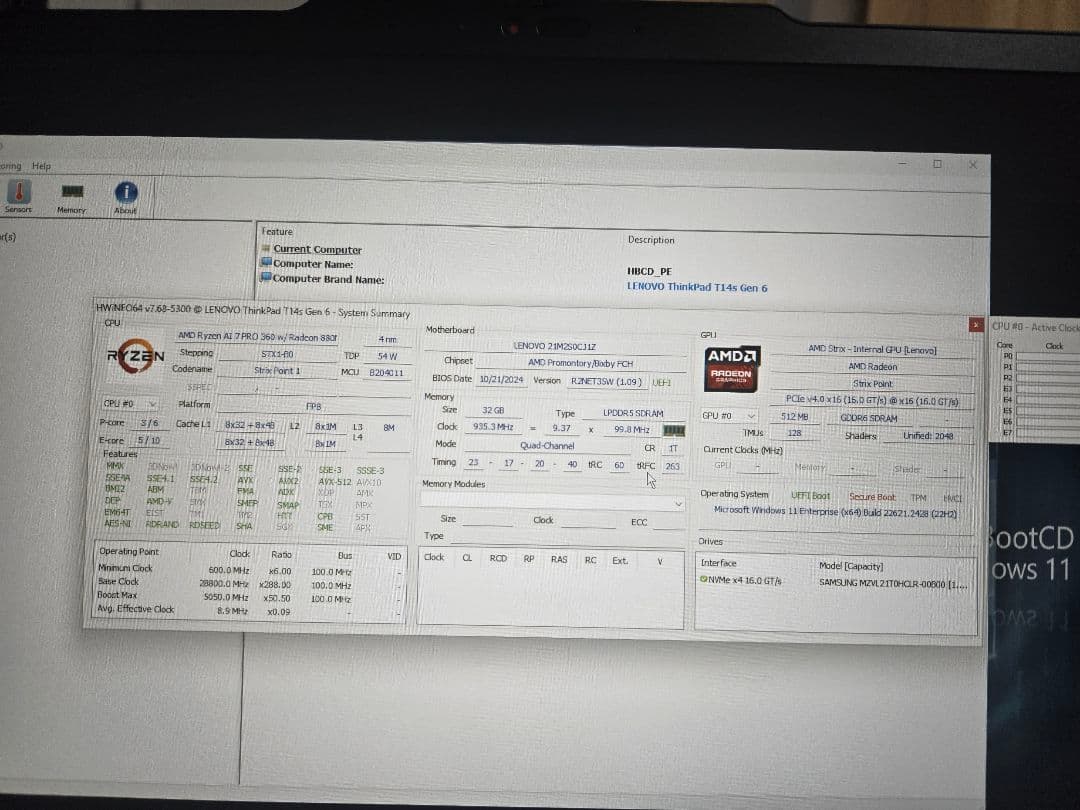 ThinkPad T14s Gen6 RYZEN AI 7　Copilot+PC