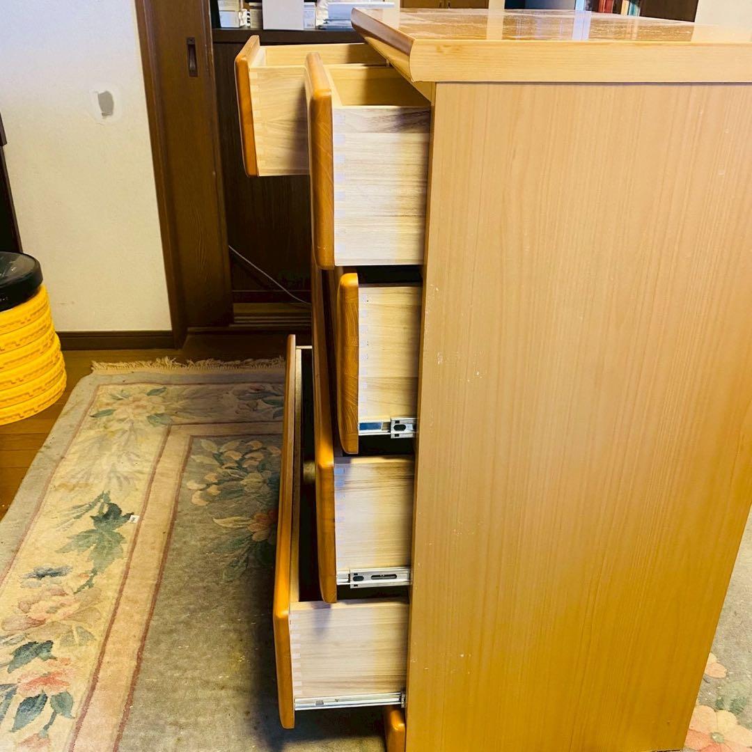 ナチュラルウッド 5段チェスト