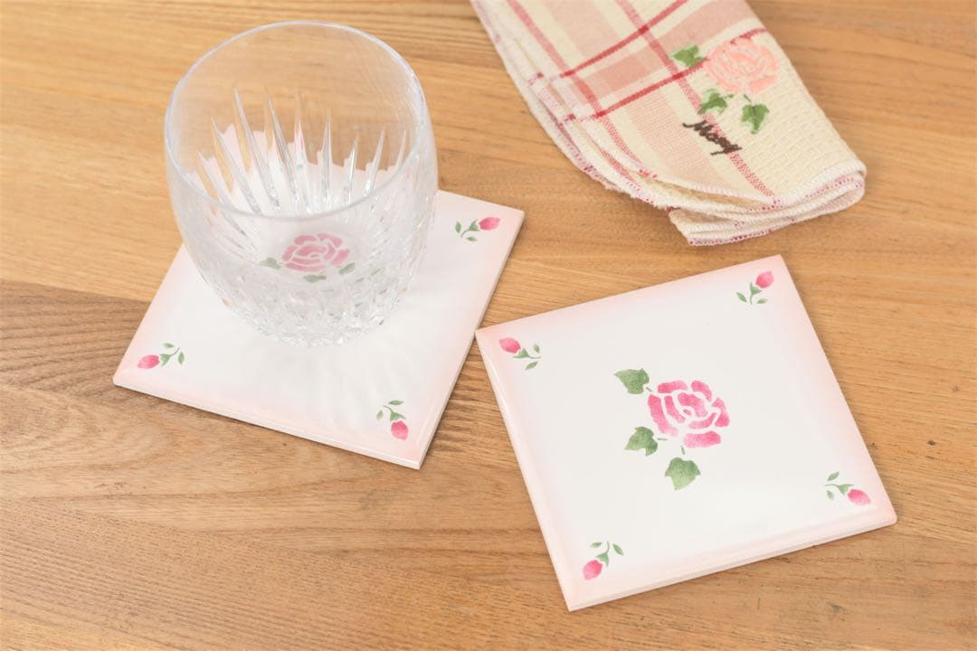 マニー ローズ　タイル(ローズとつぼみ4つ) 11cm 6点セット　新品