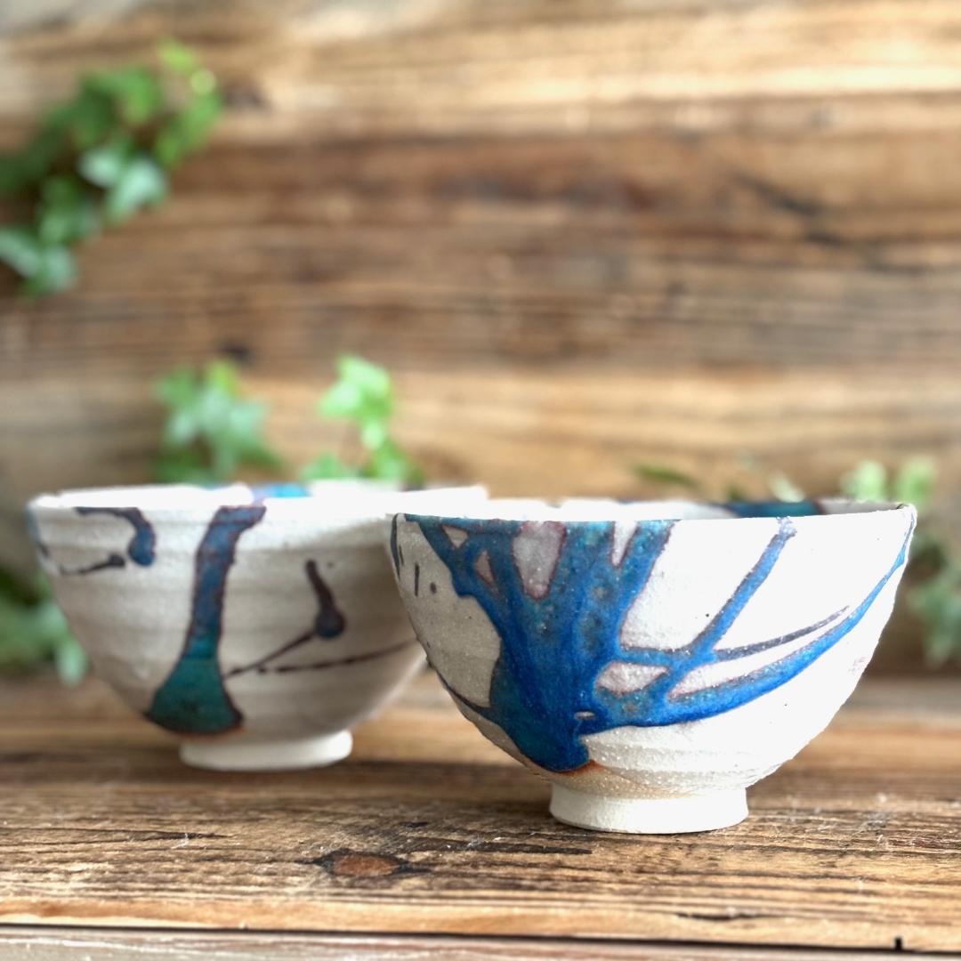 氷河 小丼 飯碗特大 ターコイズブルー 丼 2個セット 信楽焼