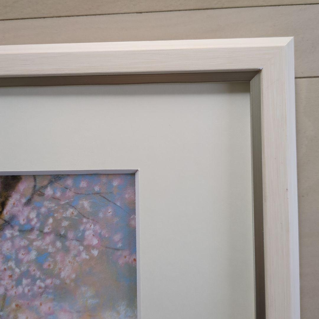 桜　パステル画 　額、マット付き　風景画　原画　絵画　春