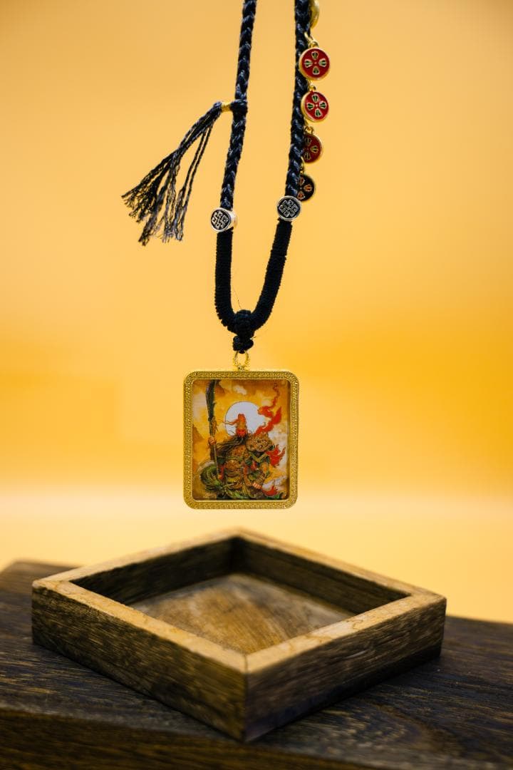 関羽財神ペンダントハンドメイド 神話的イラスト ペンダント
