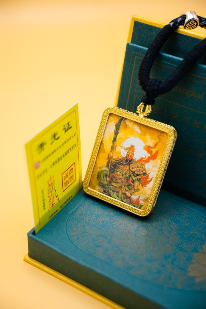 関羽財神ペンダントハンドメイド 神話的イラスト ペンダント