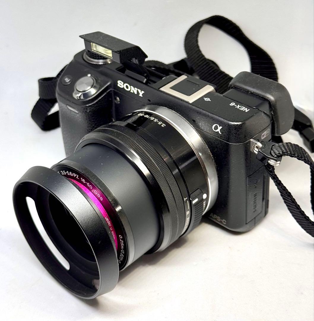 SONY NEX-6 E16-50mm E30mm ケース フード フィルター付