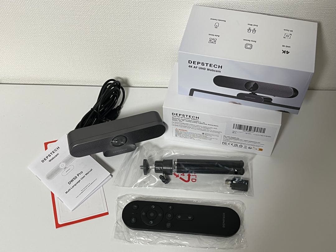【美品】WEBカメラ 4K 自動フォーカス 800万画素　マイク内蔵