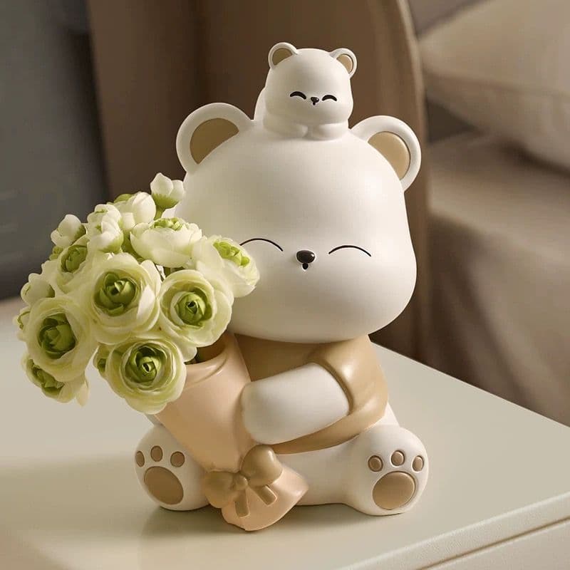 クマの花束置物 2色セット