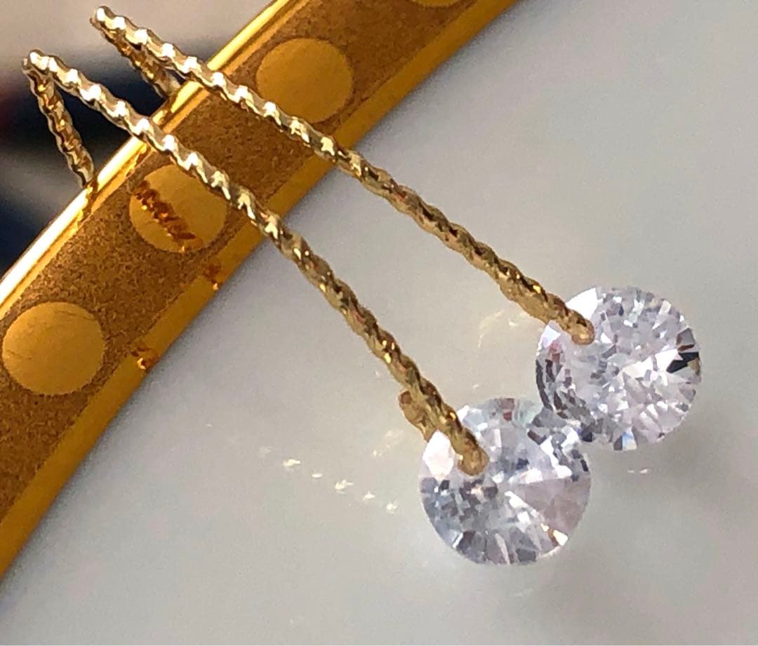 ジルコニアダイヤモンドピアス・ペンダントトップ14kgf