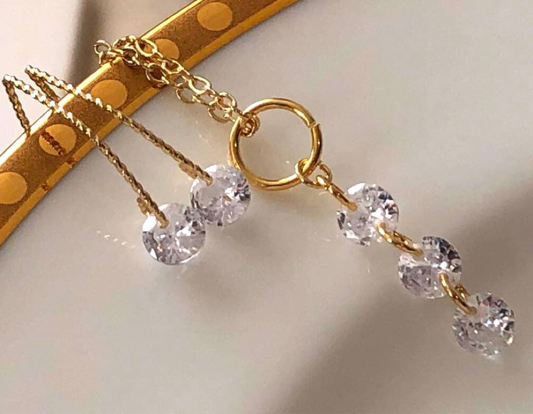 ジルコニアダイヤモンドピアス・ペンダントトップ14kgf