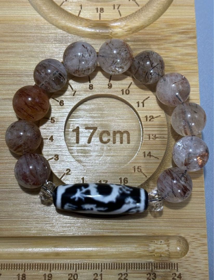 宝珠双龍神天珠　天然水晶　ビーズブレスレット