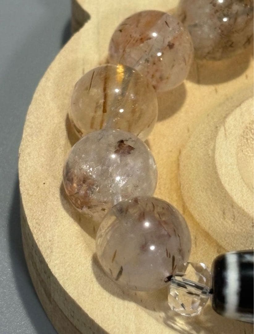 宝珠双龍神天珠　天然水晶　ビーズブレスレット
