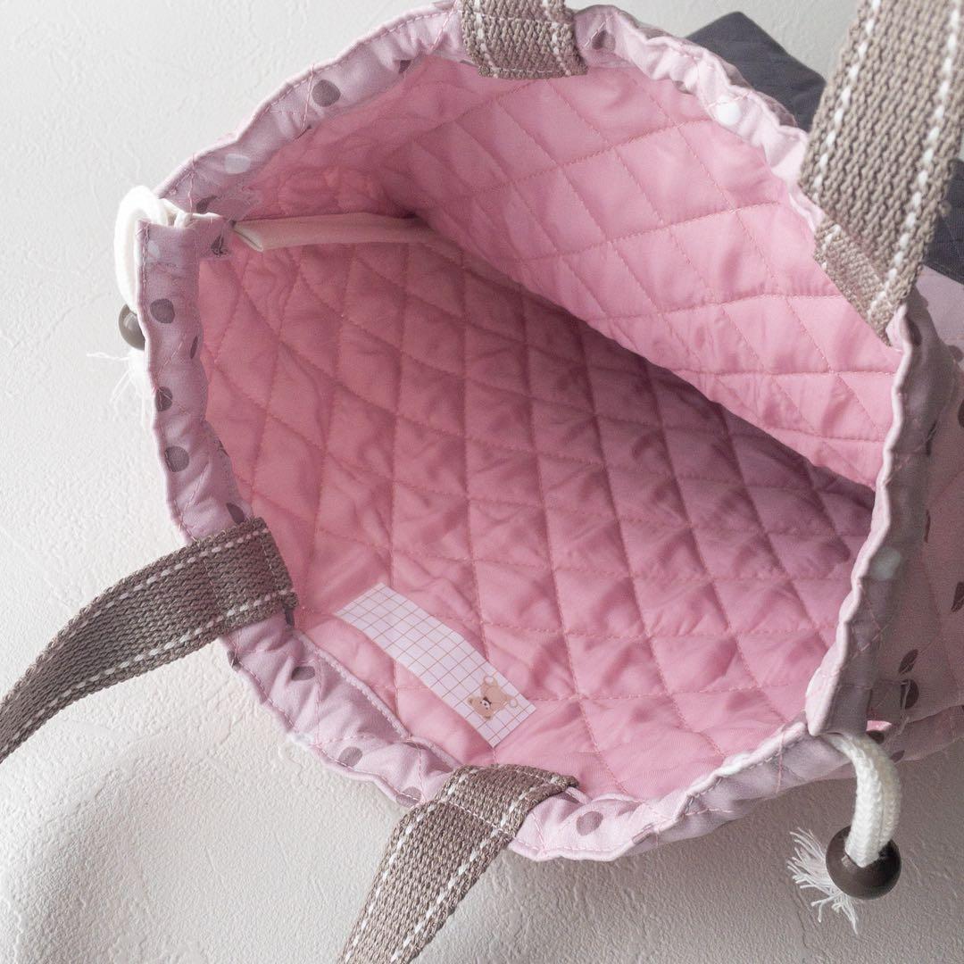 【撥水/抗菌防臭】入園入学3点セット（くすみピンク×ドット）　テディベア♪