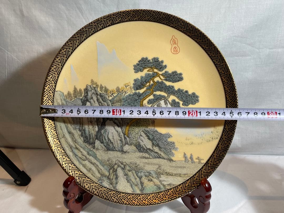 中国古美術・陶磁器の中皿・風景絵・置物茶道具
