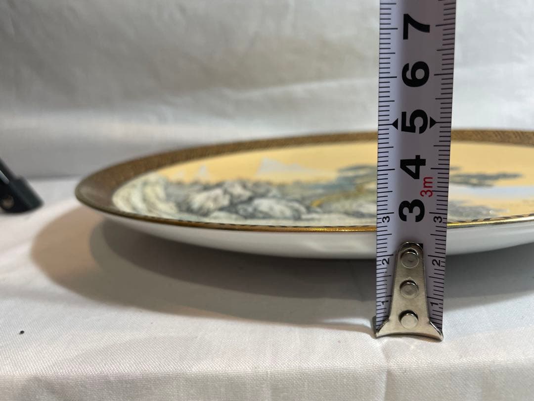 中国古美術・陶磁器の中皿・風景絵・置物茶道具