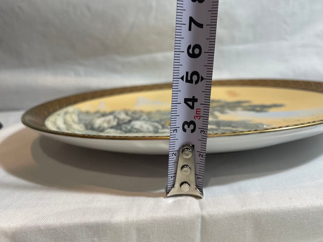 中国古美術・陶磁器の中皿・風景絵・置物茶道具