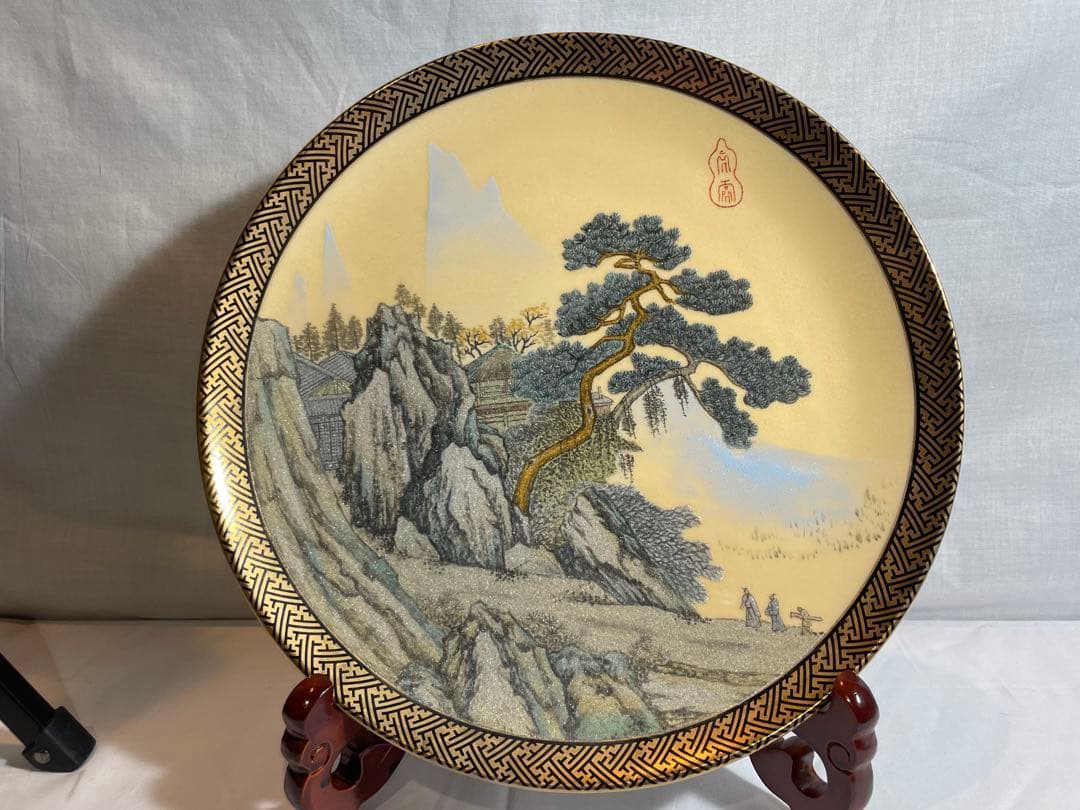 中国古美術・陶磁器の中皿・風景絵・置物茶道具