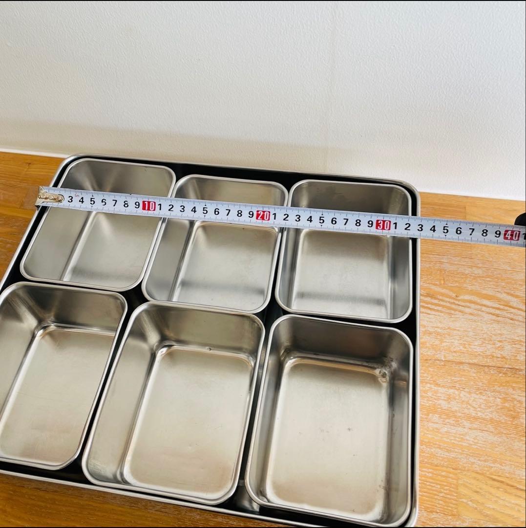 【業務用】ステンレス 食材容器 蓋付き 6分割 33cm バット