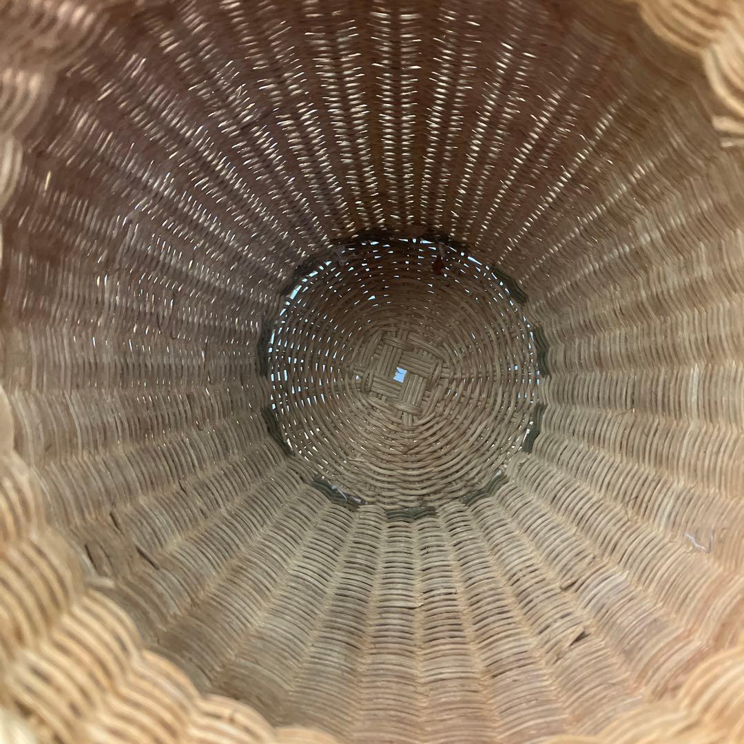 B-壁 ヴィンテージ ラタン 籐 編み込み フラワーベース 花瓶 壺型 かご