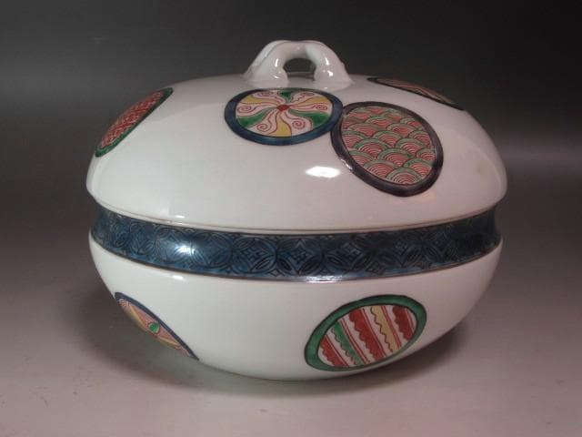 ★　古伊万里　色絵蓋物　野村泰三極めがございます★x686