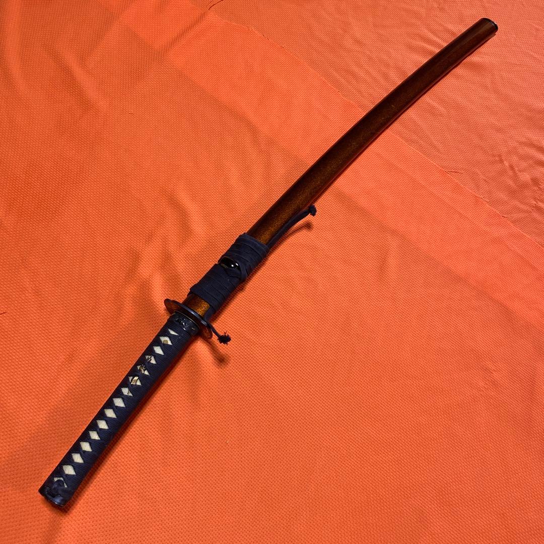 高級居合大刀 黒柄 金塗梅図木瓜黒鍔 梨地呂鞘