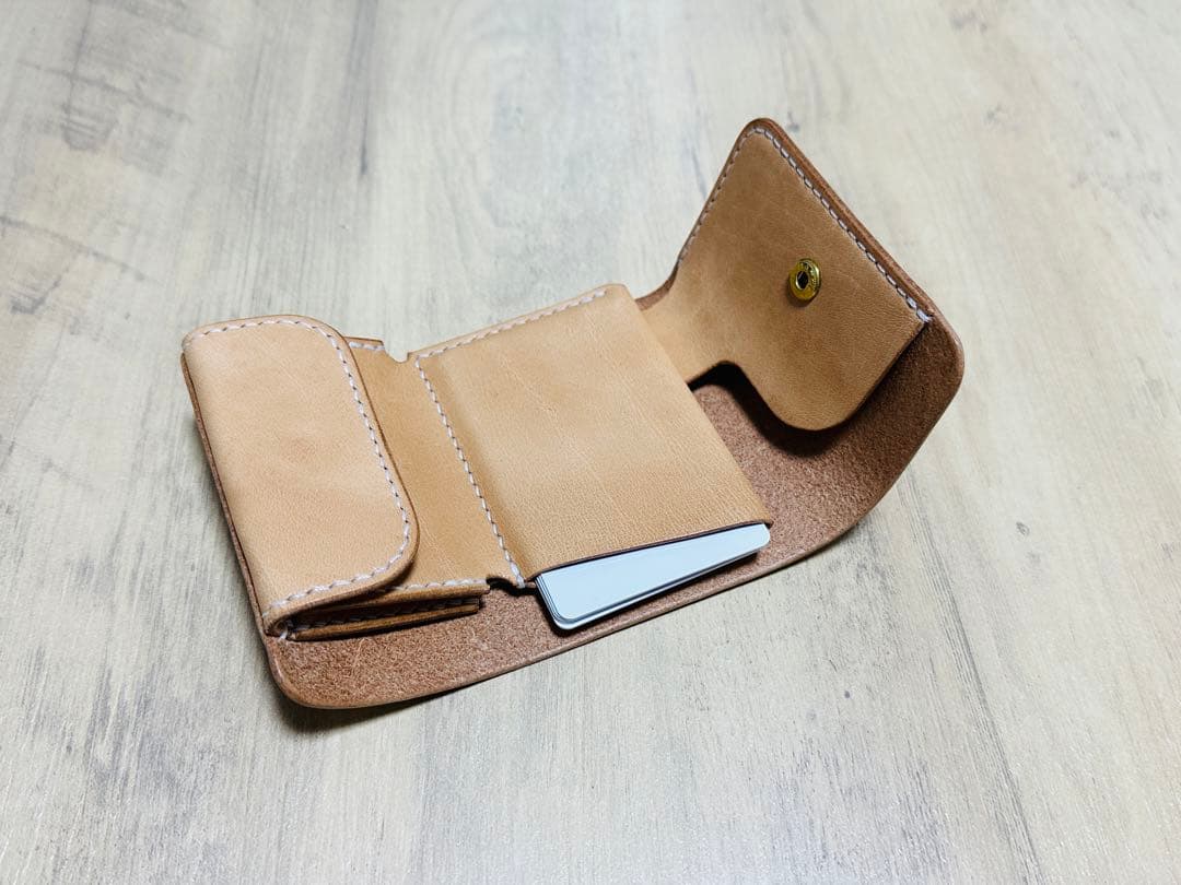 受注製作 ハンドメイド 三つ折り財布 コンパクトウォレット 本革 栃木レザー