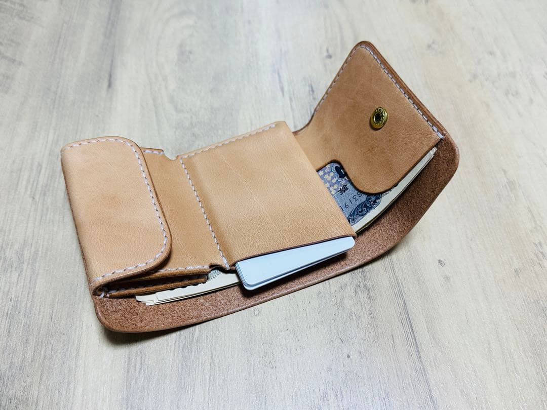 受注製作 ハンドメイド 三つ折り財布 コンパクトウォレット 本革 栃木レザー