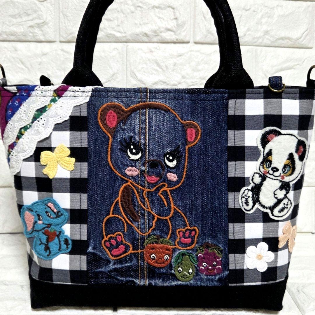 946 デニム＊リメイク＊刺繍＊バッグ＊トートバッグ