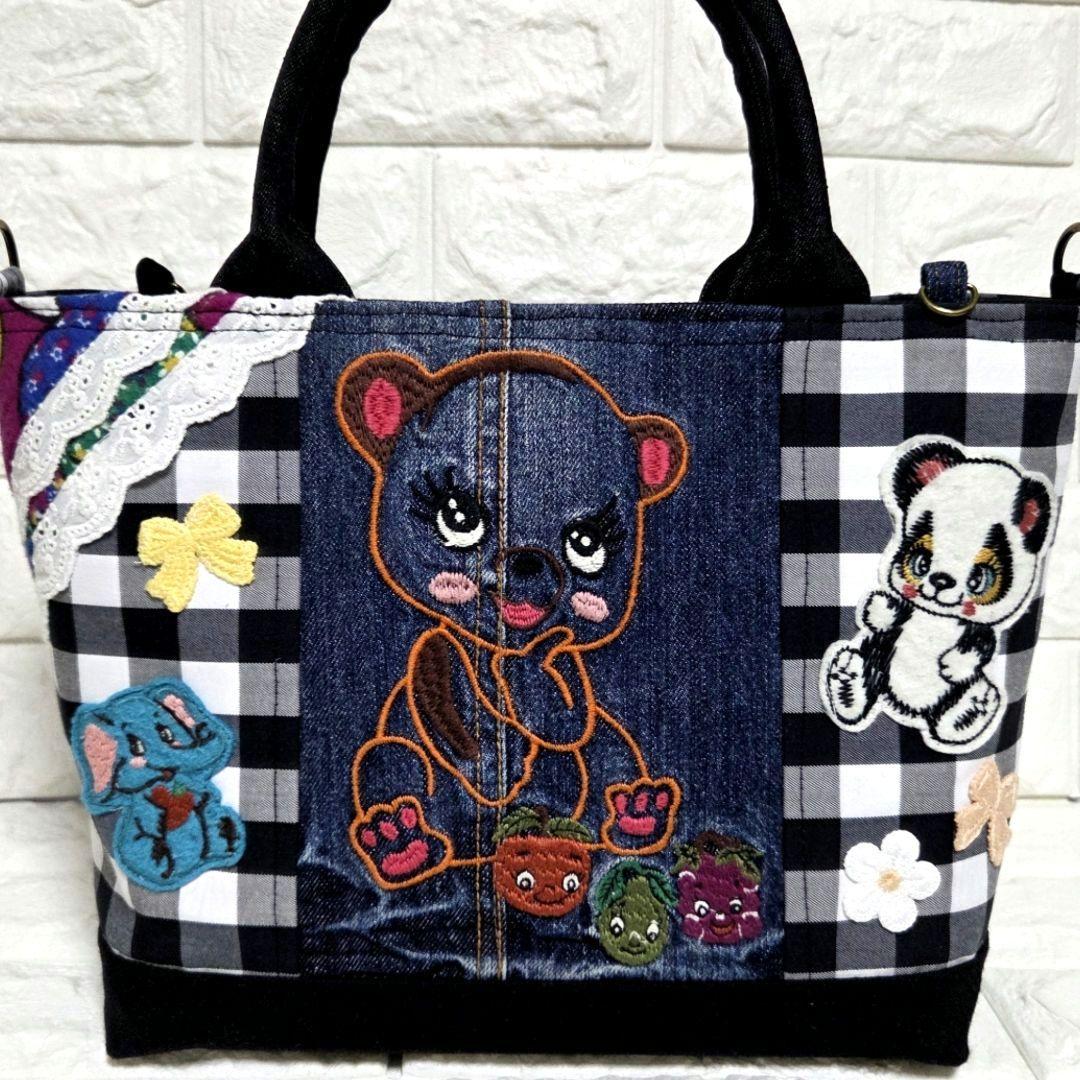 946 デニム＊リメイク＊刺繍＊バッグ＊トートバッグ