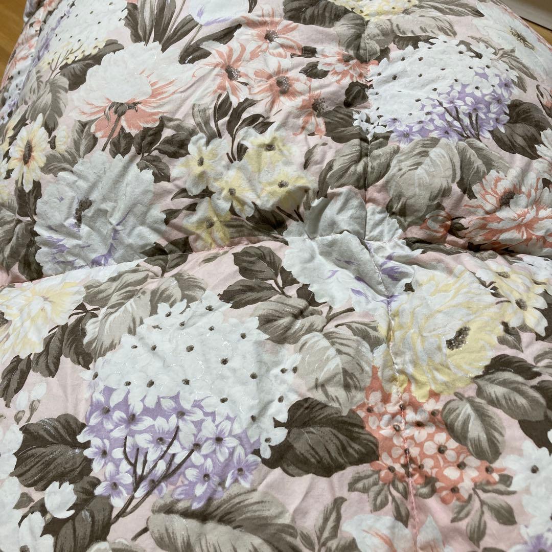 【日本製】　羽毛掛け布団　花柄 シングル