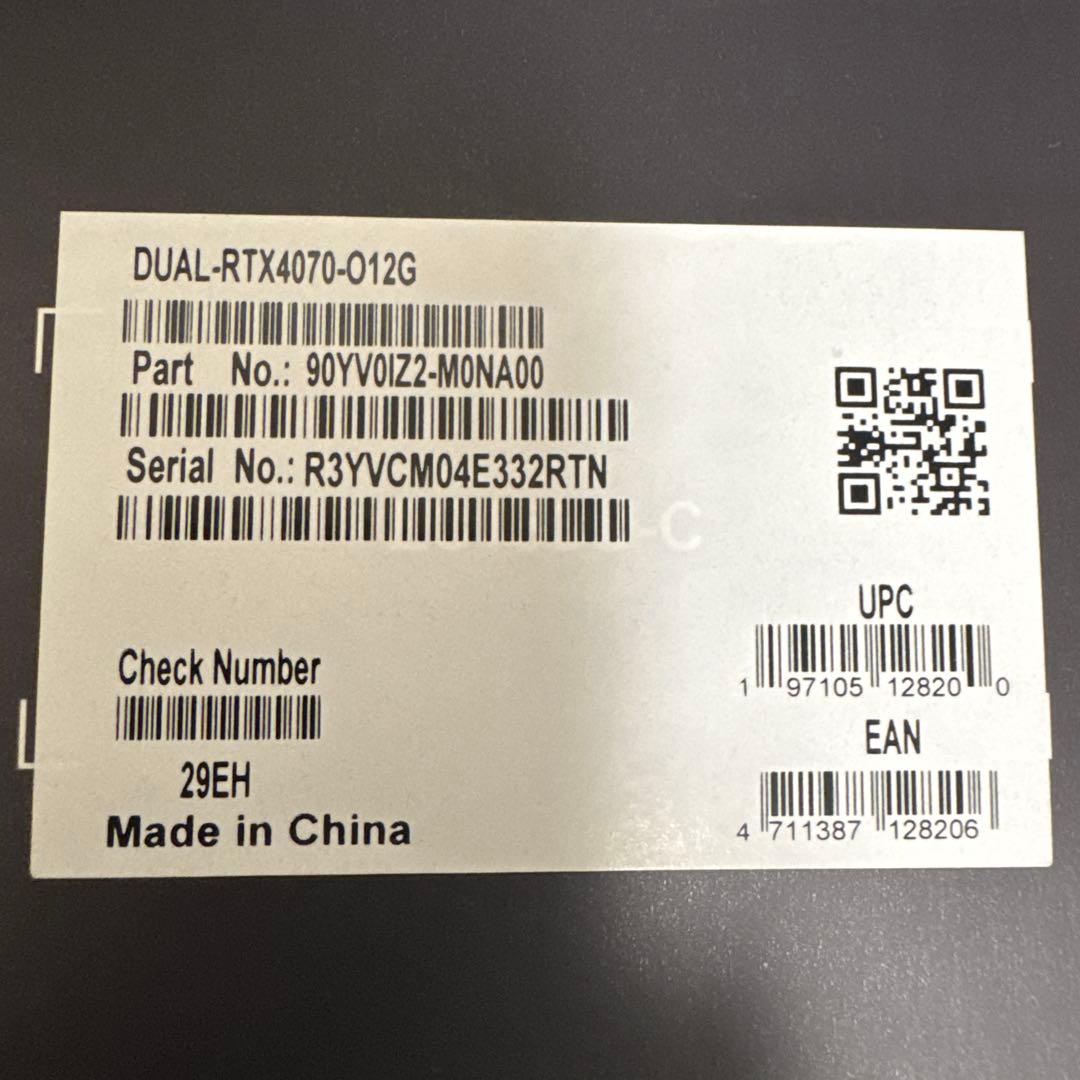 グラフィックボード・グラボ・ビデオカード ASUS GeForce RTX4070 Dual OC 12GB