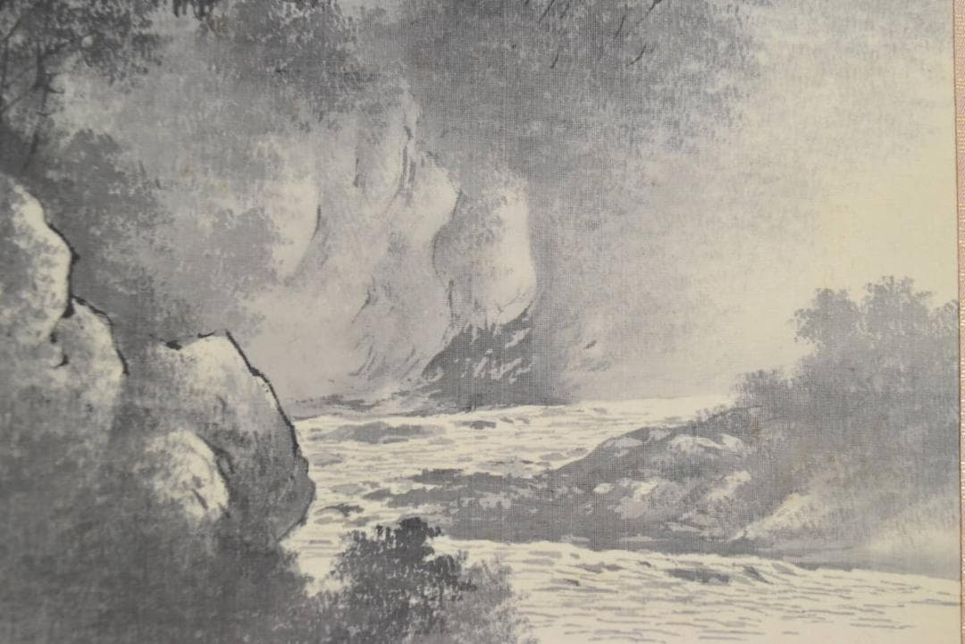 【真作】春篁/山水人物図/掛軸☆宝船☆AA-983