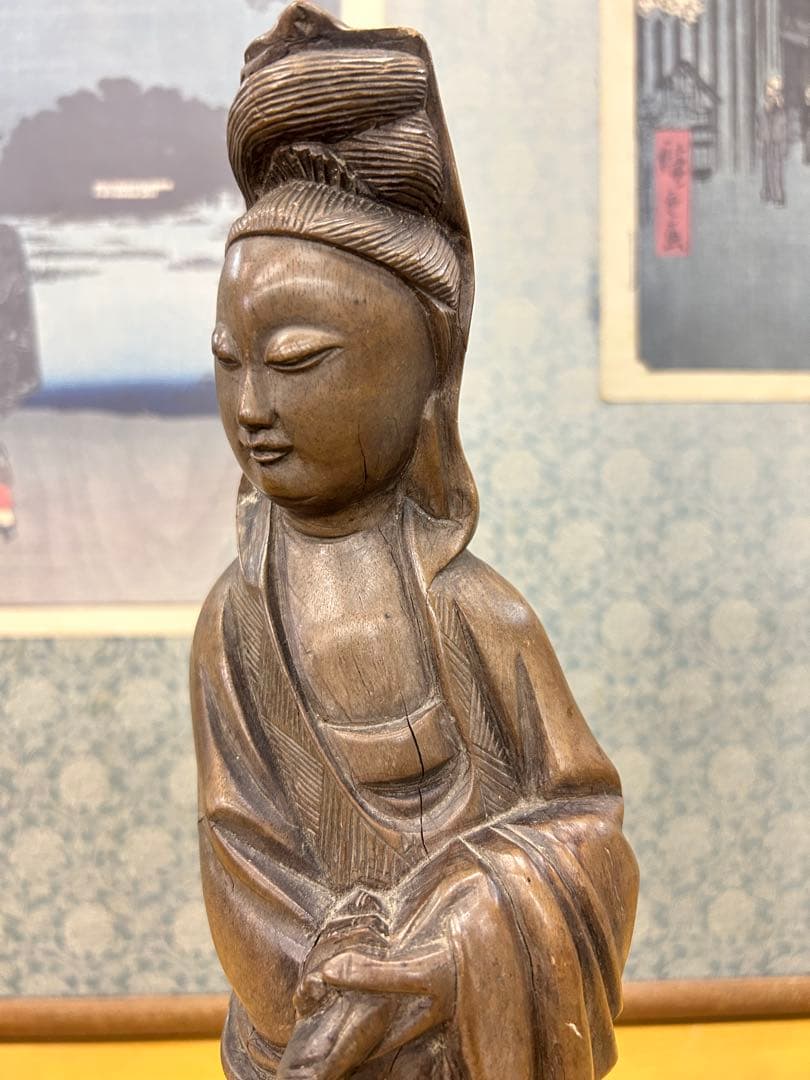 観音　木製彫刻 中国美術