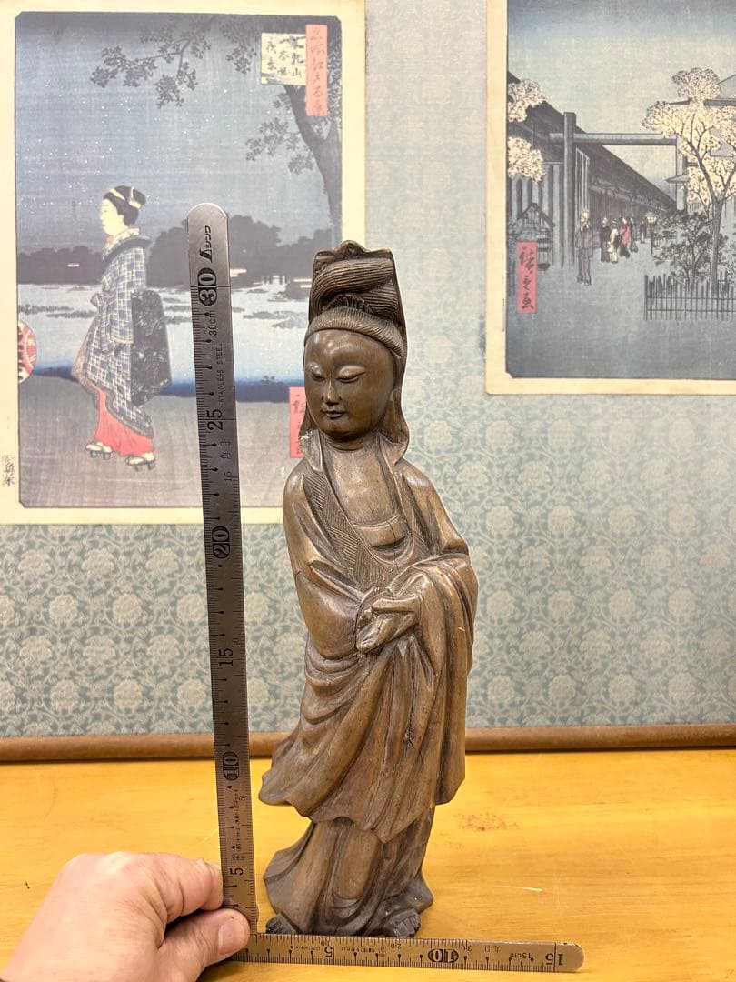 観音　木製彫刻 中国美術