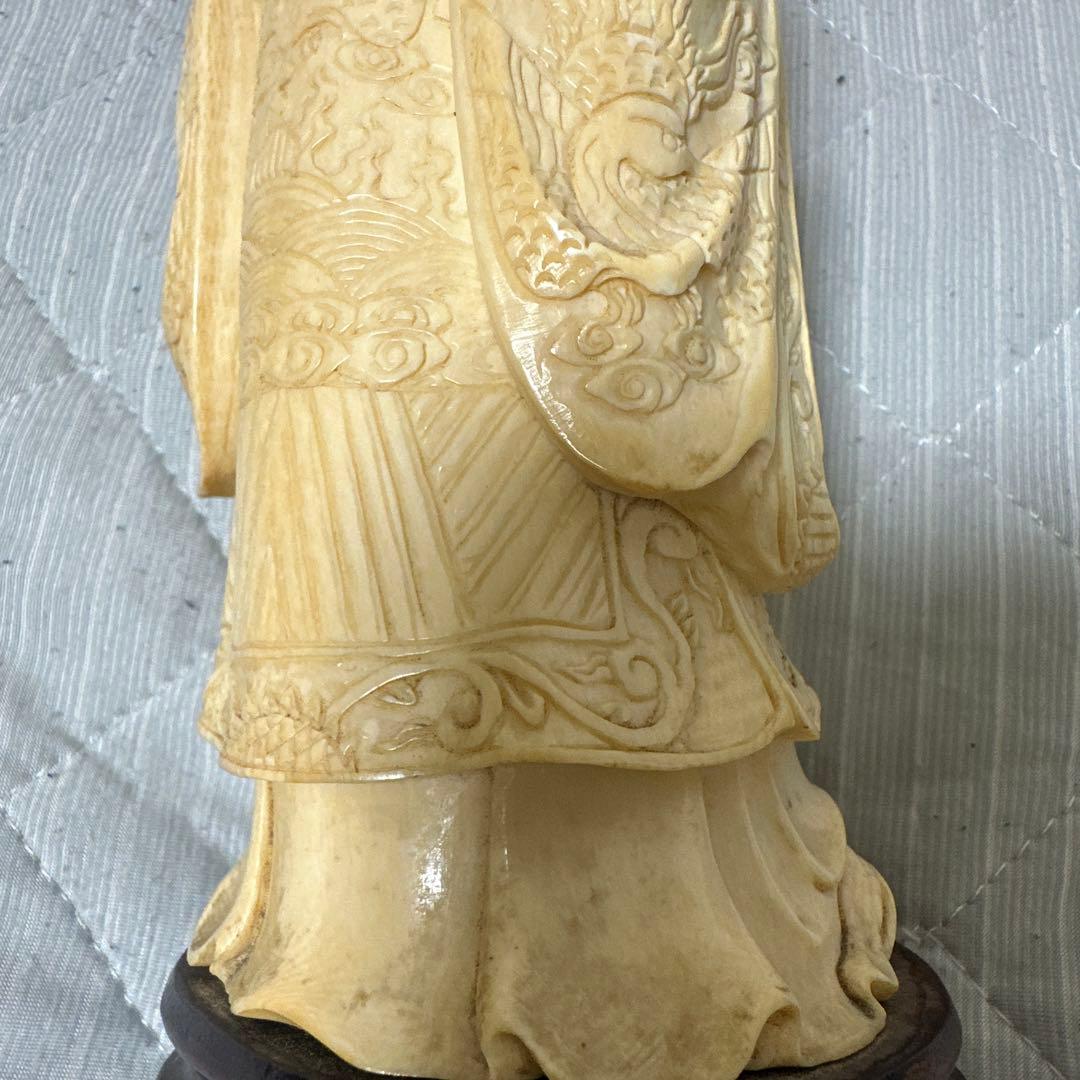 天然素材 細工彫刻 寿老人像 仏教美術 仏像 箱付き