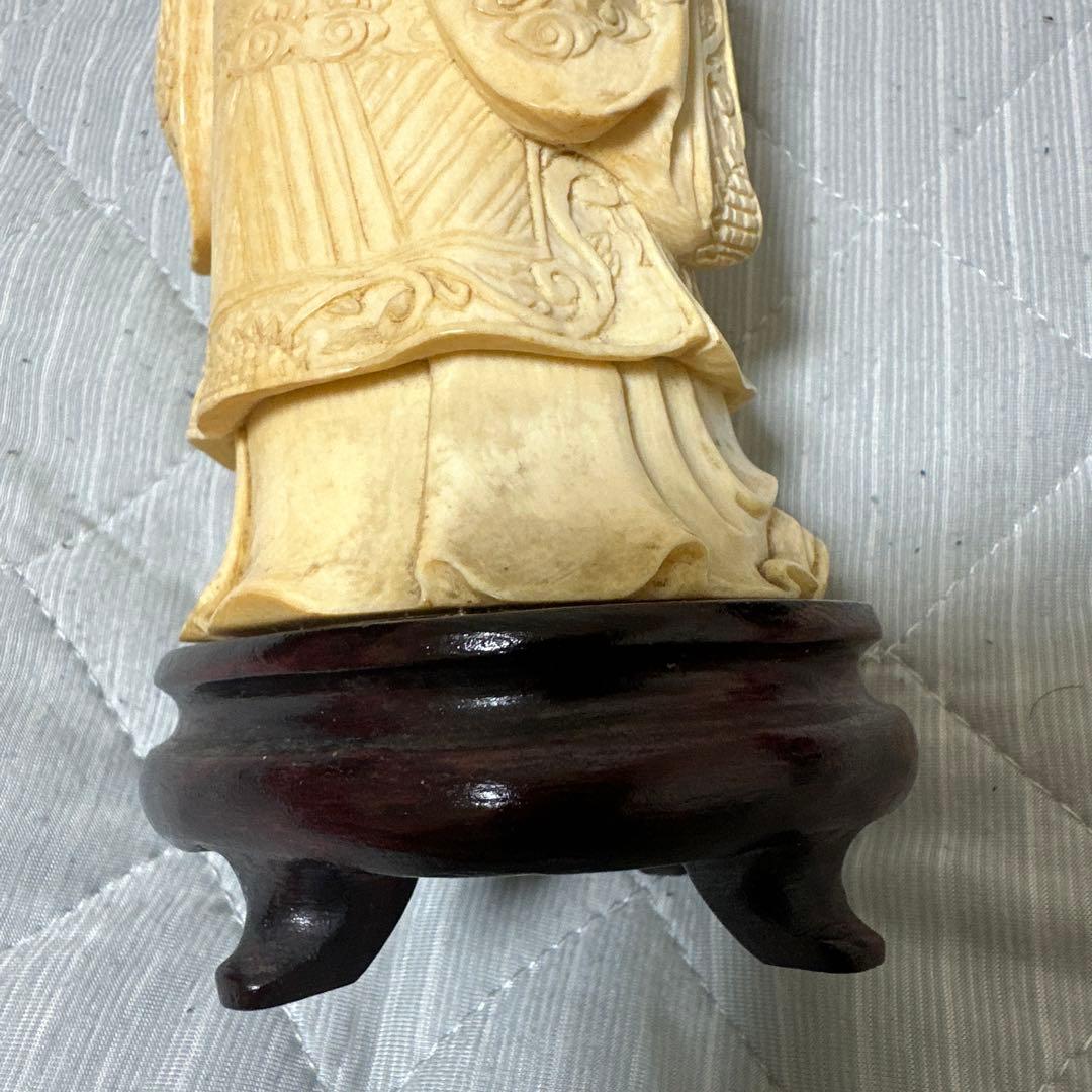 天然素材 細工彫刻 寿老人像 仏教美術 仏像 箱付き