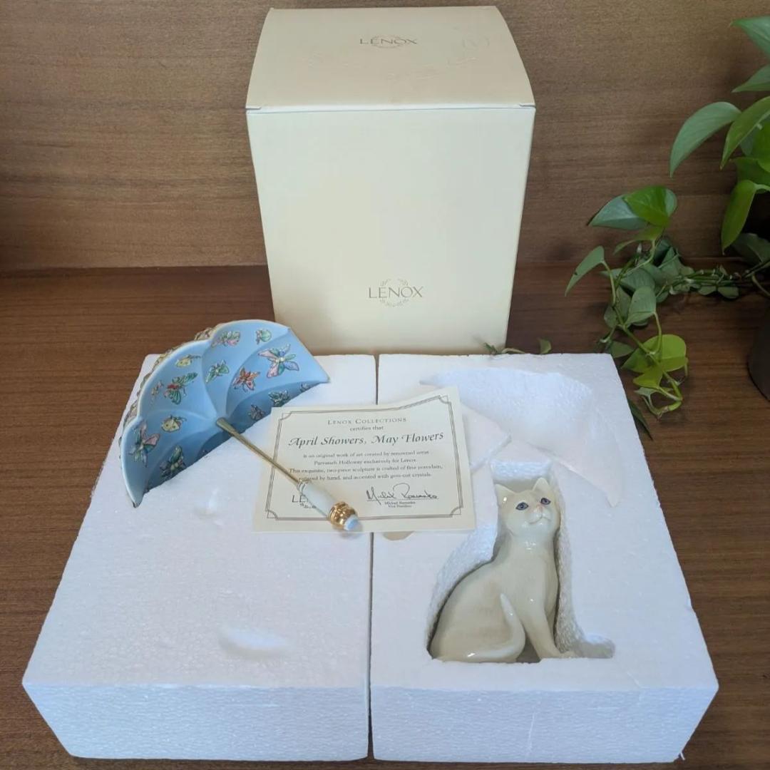 専用箱付属 LENOXレノックス キャット ペルシャ猫24K 4月の雨 5月の花