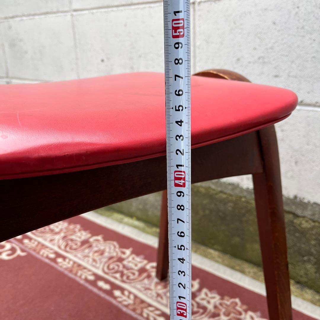 剣持勇デザイン ◾️ 秋田木工 木製スタッキングスツール 椅子 赤 レッド