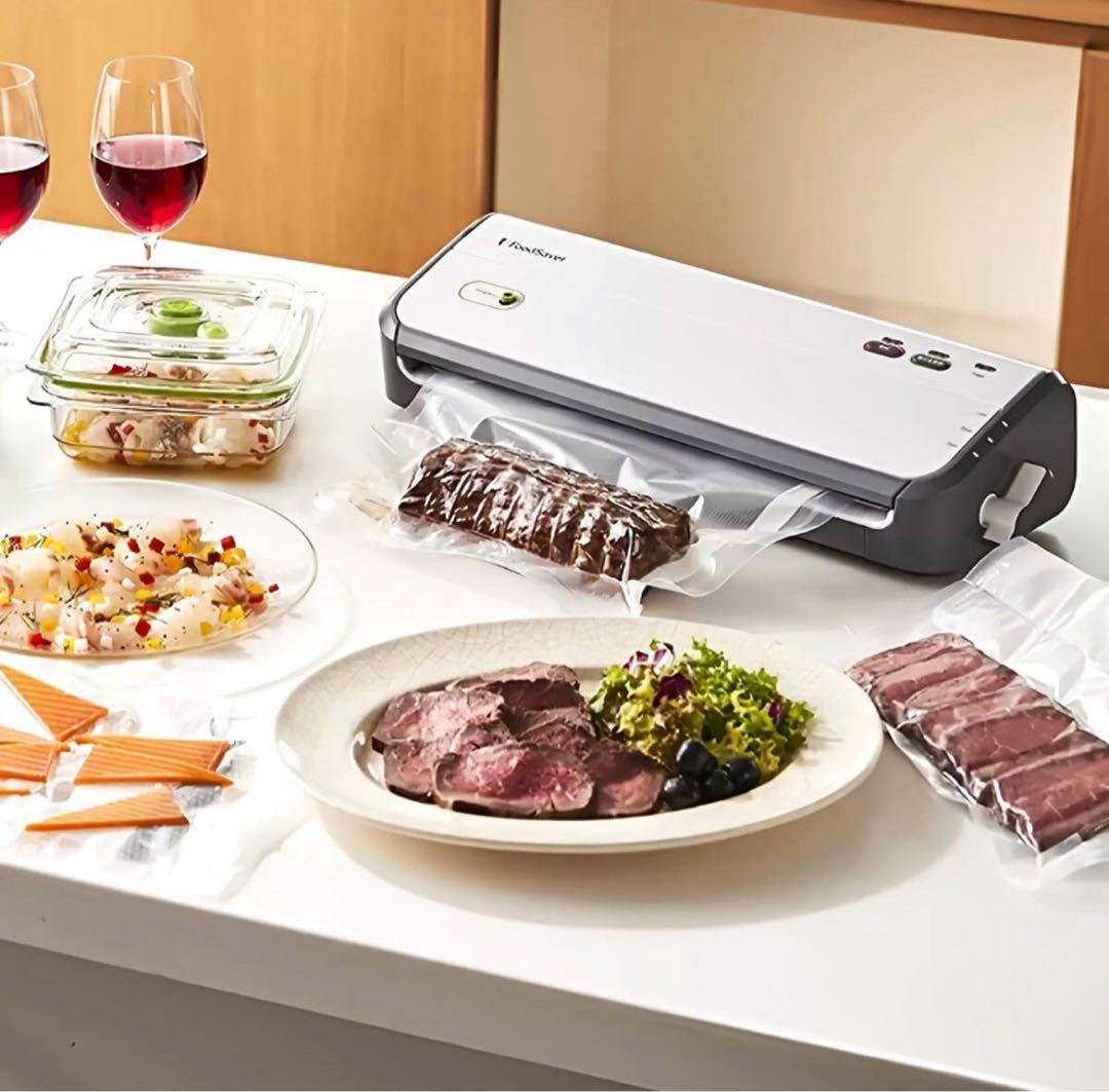 フードセーバー ホワイト　真空パック機 ボックス3台&パックロール2本セット