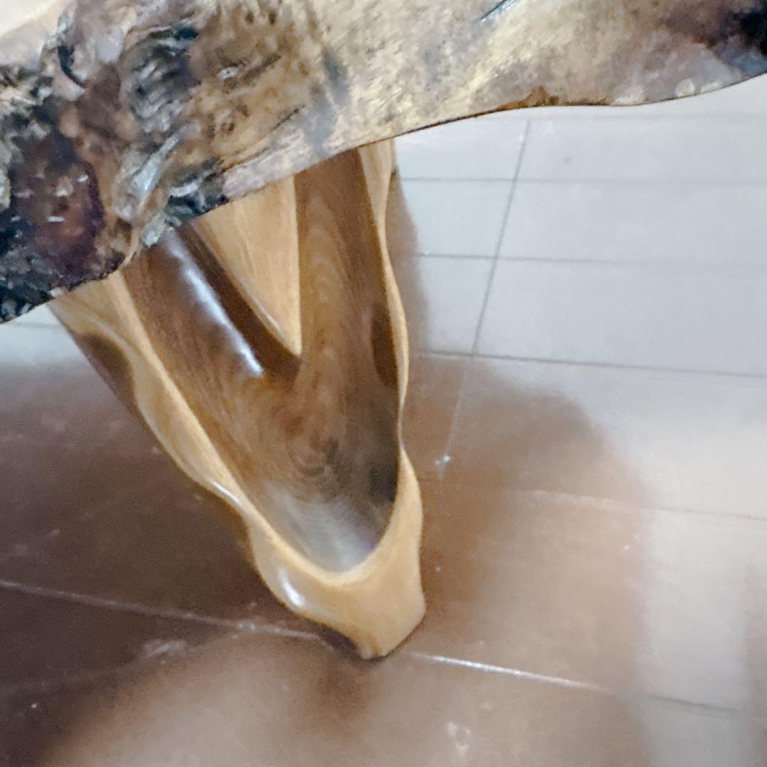 天然木 瘤材 一枚板 座卓 100cm 牡丹彫刻 杢目 瘤木 無垢 ローテーブル