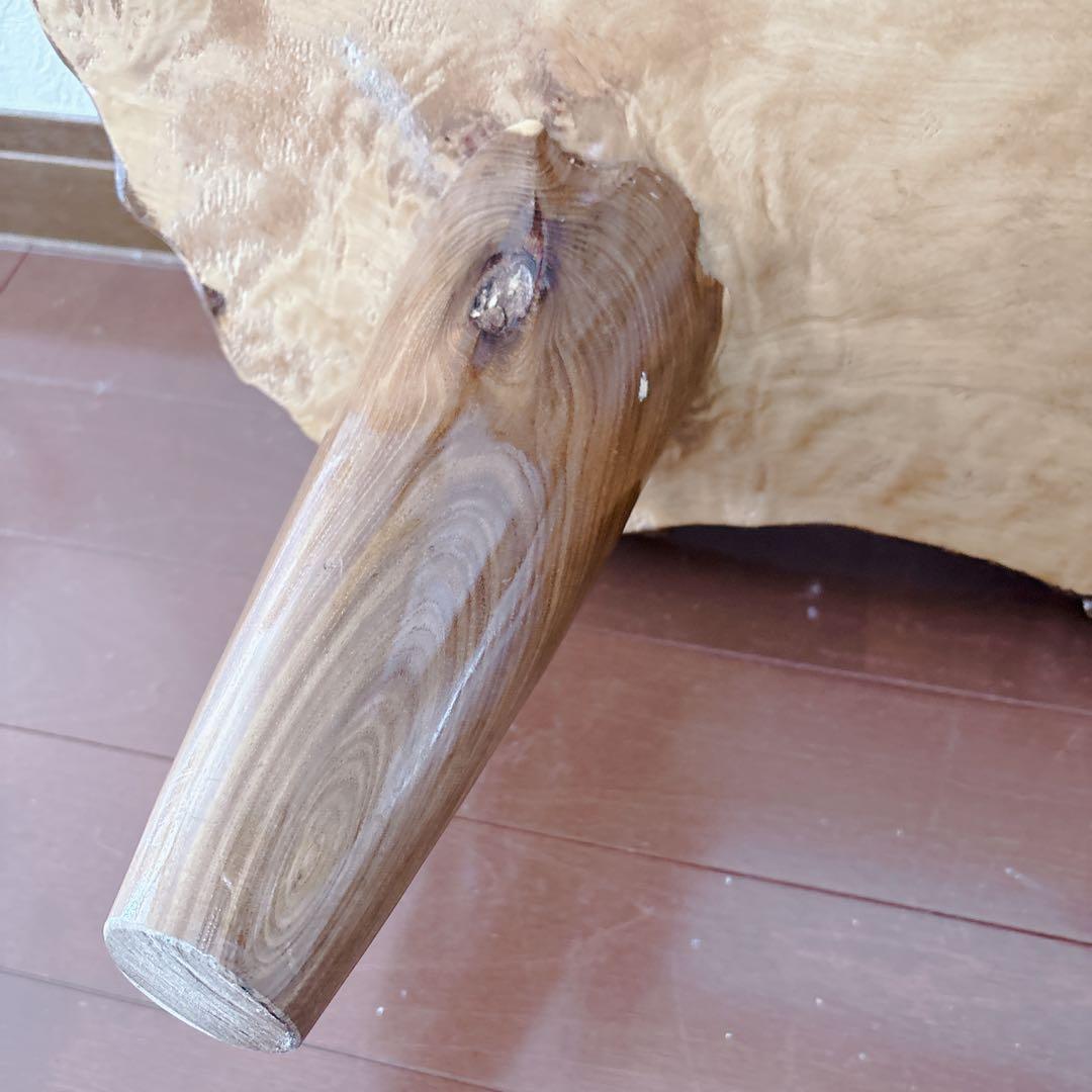 天然木 瘤材 一枚板 座卓 100cm 牡丹彫刻 杢目 瘤木 無垢 ローテーブル