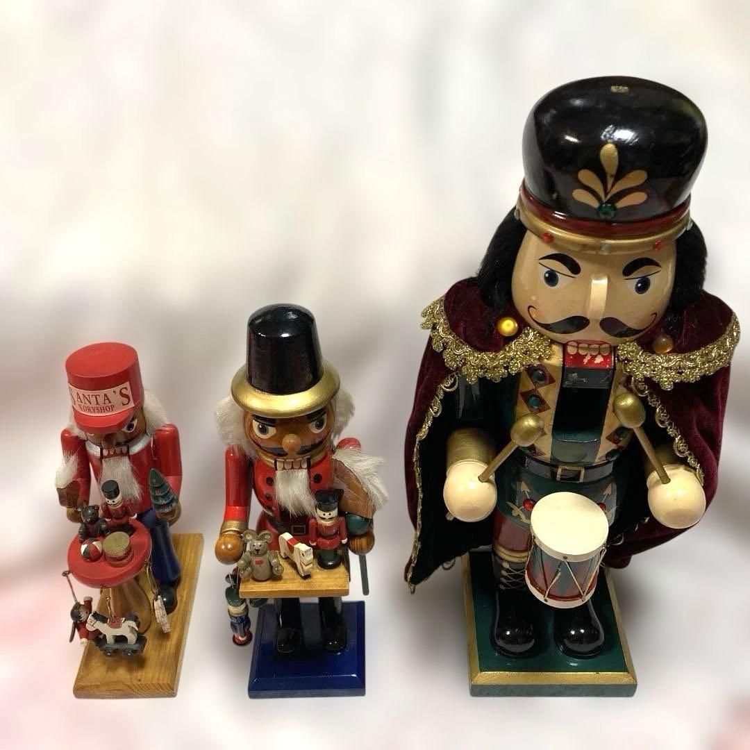 木製くるみ割り人形セット アンティーク クリスマス置物 クリスマス装飾