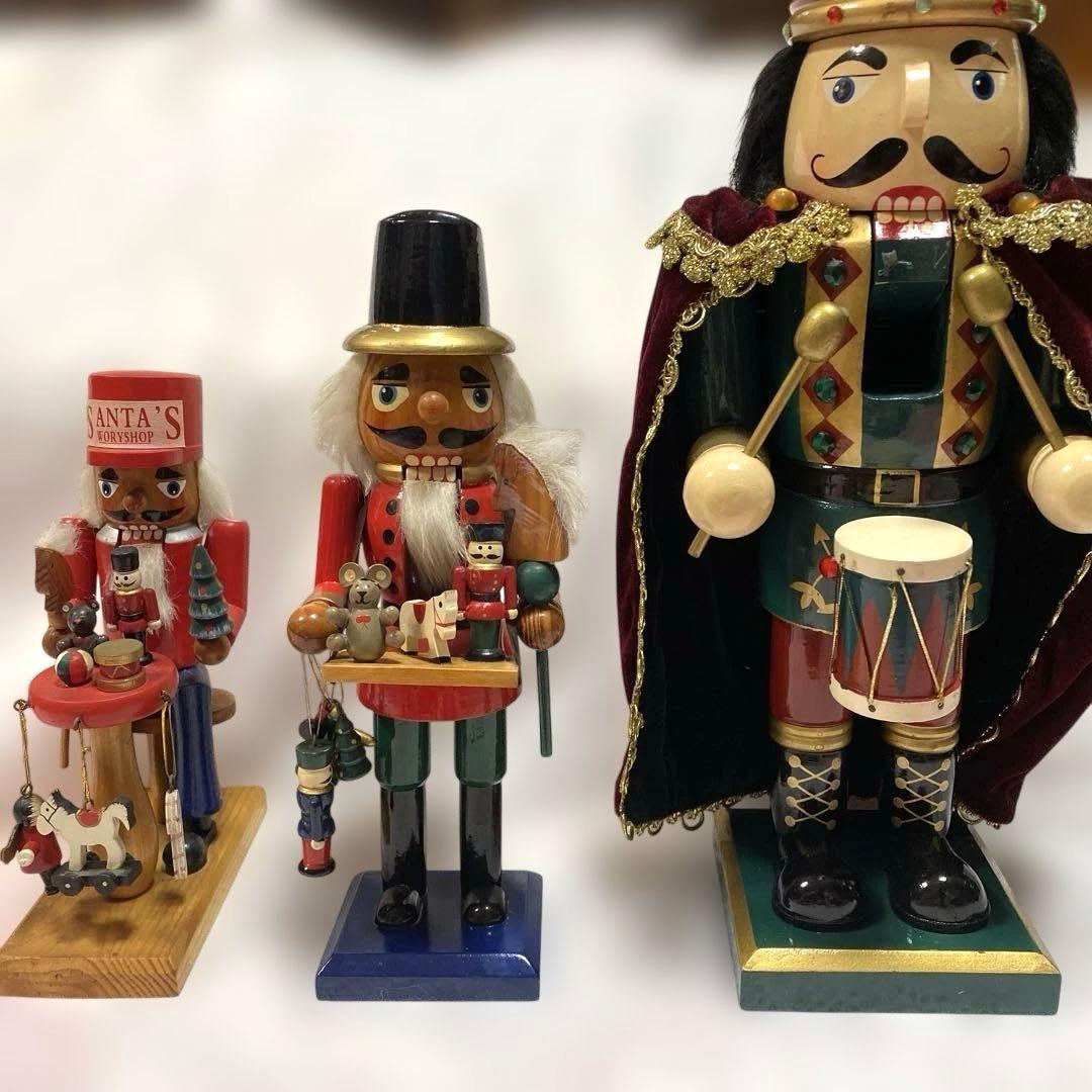 木製くるみ割り人形セット アンティーク クリスマス置物 クリスマス装飾