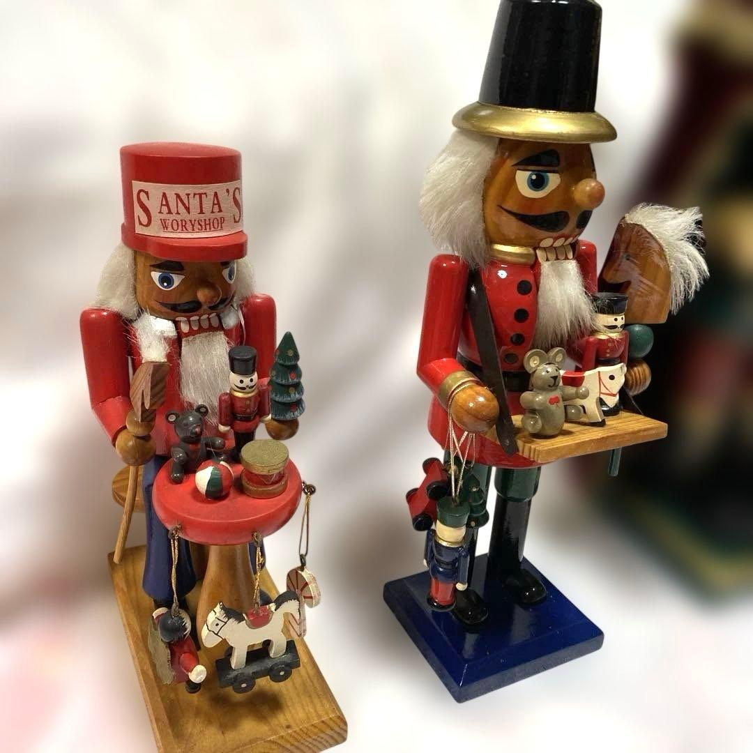 木製くるみ割り人形セット アンティーク クリスマス置物 クリスマス装飾
