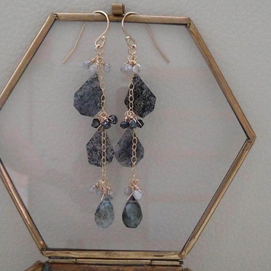 新作…星に願いを…初登場♡希少石ブラックサンストーン。秘蔵っ子ダイヤ18石入り♡