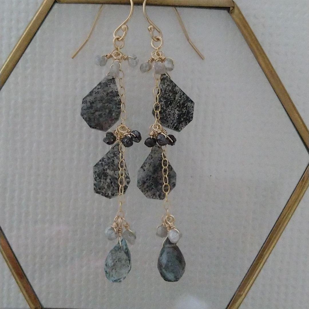 新作…星に願いを…初登場♡希少石ブラックサンストーン。秘蔵っ子ダイヤ18石入り♡