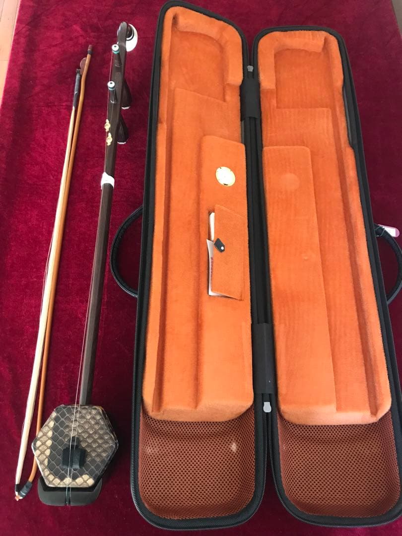 二胡★最上級明清老紅木★錦蛇皮★古月琴坊・万其興製作★十年保証★二胡用品揃い