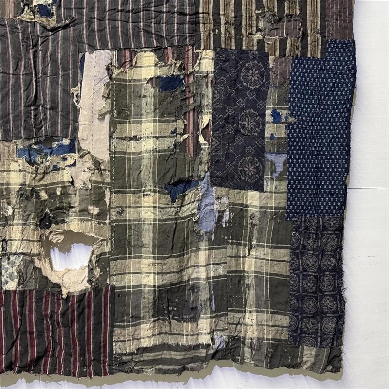 古布 木綿 藍染 刺子 継ぎ接ぎ 襤褸 ⑧ 5幅 縦165cm 横152cm