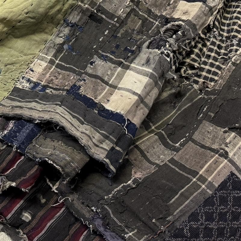 古布 木綿 藍染 刺子 継ぎ接ぎ 襤褸 ⑧ 5幅 縦165cm 横152cm