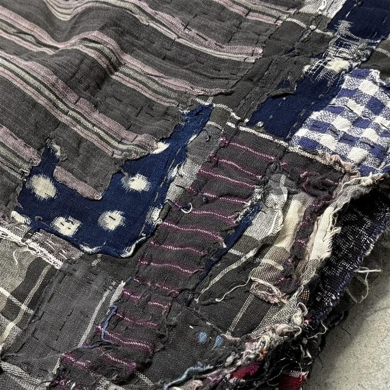 古布 木綿 藍染 刺子 継ぎ接ぎ 襤褸 ⑧ 5幅 縦165cm 横152cm