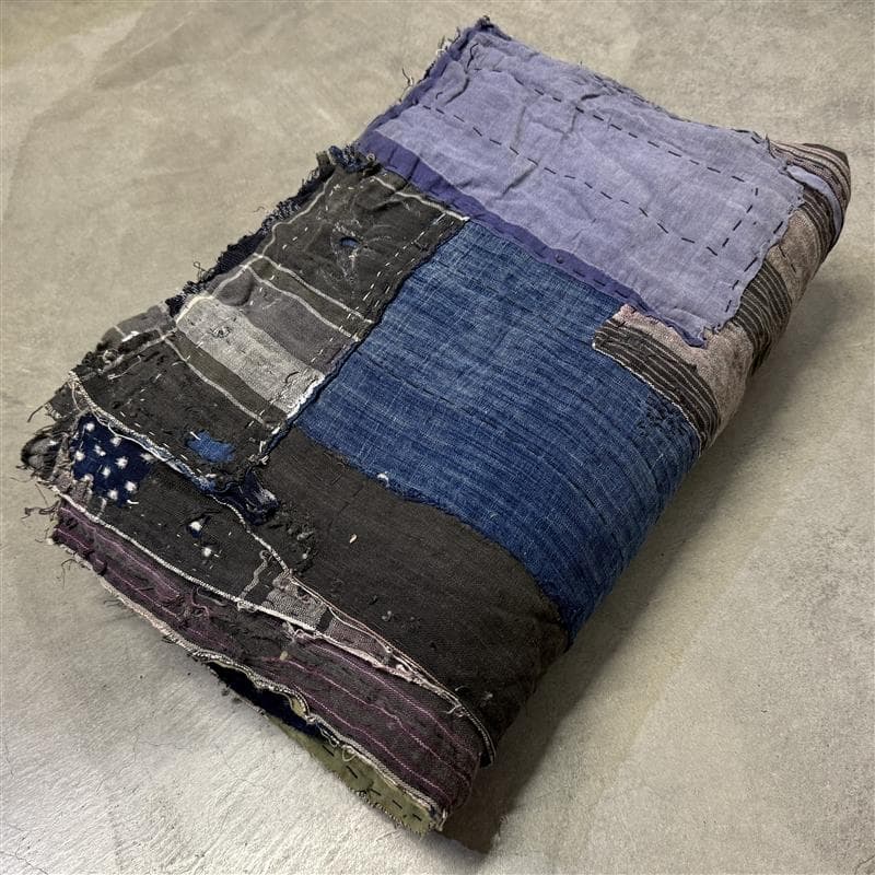 古布 木綿 藍染 刺子 継ぎ接ぎ 襤褸 ⑧ 5幅 縦165cm 横152cm