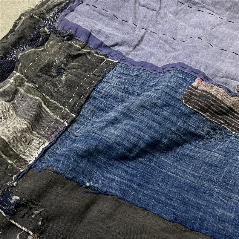 古布 木綿 藍染 刺子 継ぎ接ぎ 襤褸 ⑧ 5幅 縦165cm 横152cm